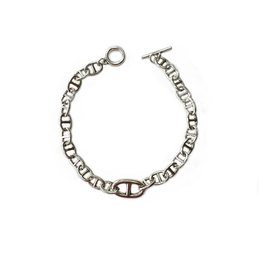 Sterling Silver Mariner Chain Bracelet Toggle Clasp | HeartfullNet