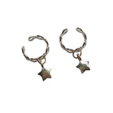 Sterling Silver Ear Cuffs Twisted Ring Star Charm | Heartfullnet