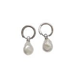 Sterling Silver Detachable Baroque Pearl Huggie Earrings | HeartfullNet