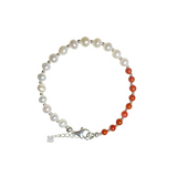 Freshwater Pearl Red Agate Sterling Silver Bracelet | Heartfullnet