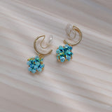 Glaucous Swarovski Beads Gold Plated Coiled Clip-On Earrings Handcrafted Jewelry | HeartfullNet