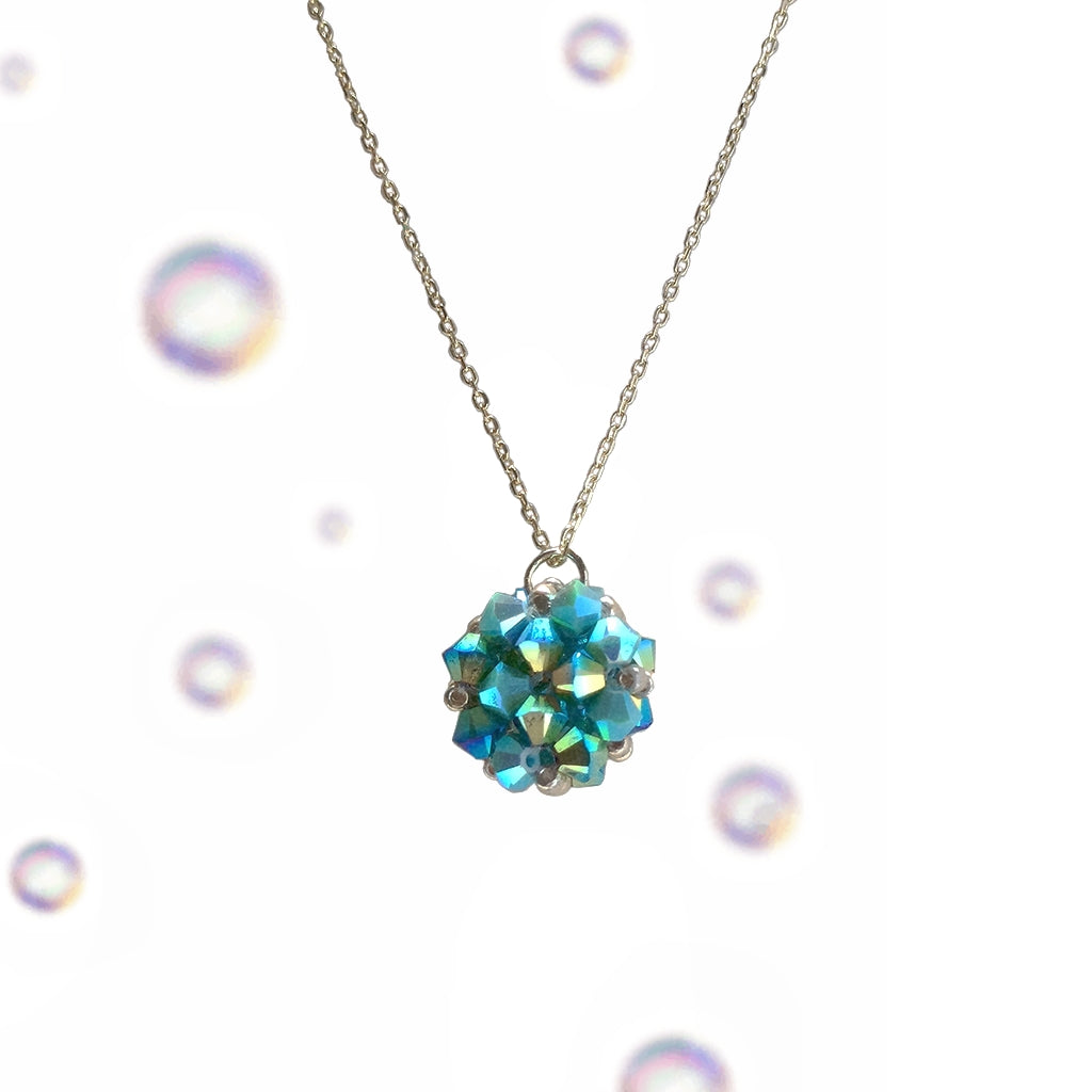 Glaucous Swarovski Beads Pendant 14K Gold-Plated Necklace Handcrafted Jewelry | HeartfullNet