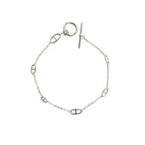 Sterling Silver Anklet Cable Chain Mariner Link Toggle Clasp | HeartfullNet