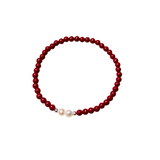 Red Agate Shell Pearl Elastic Bracelet Handcrafted Jewelry | Heartfullnet