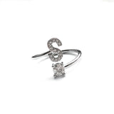 Sterling Silver CZ Adjustable Ring Initial Customize | HeartfullNet