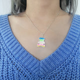 Sterling Silver with Rainbow Bear Pendant Necklace Ladies Jewelry | HeartfullNet