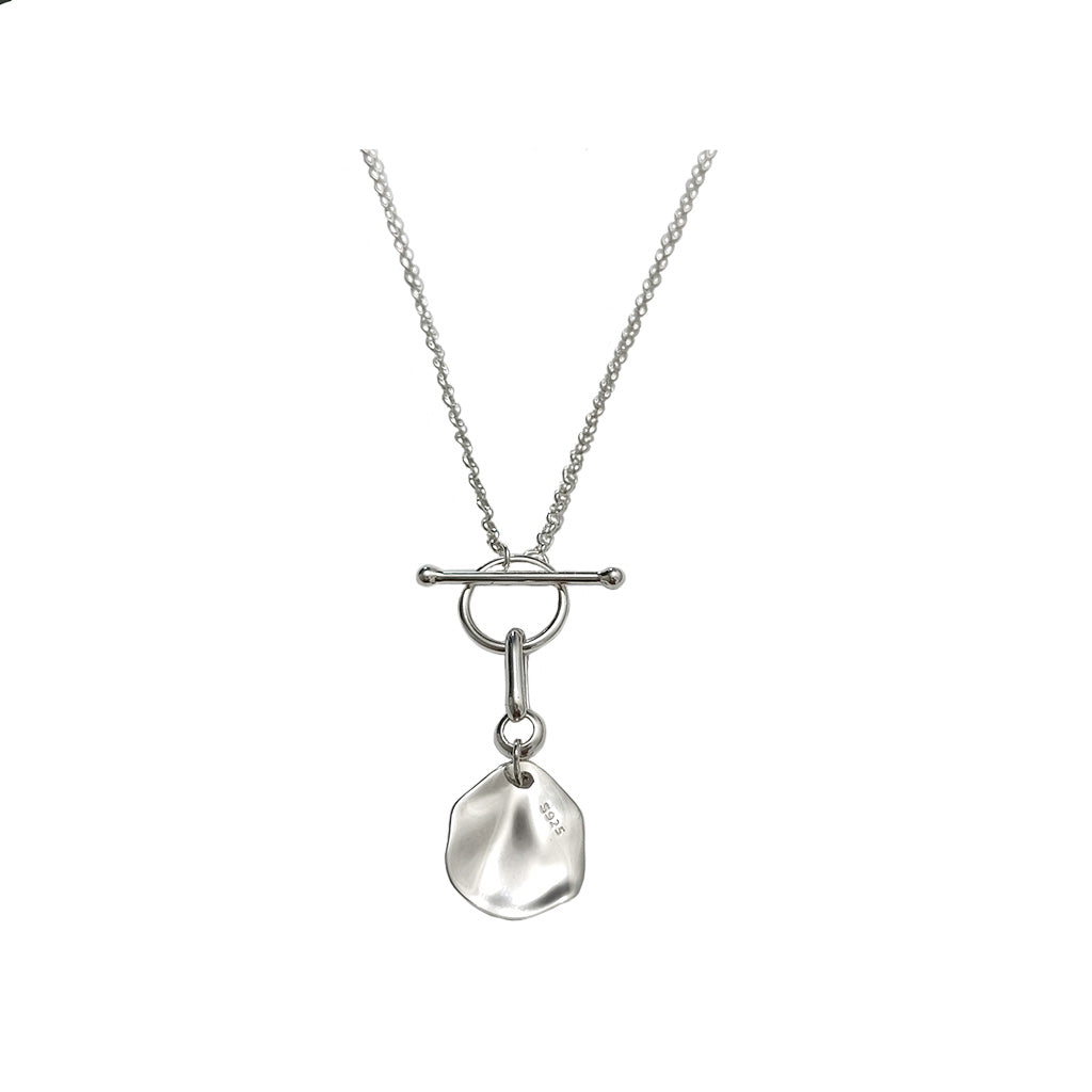 Sterling Silver Irregular Shape Pendant Necklace with Toggle Clasp | HeartfullNet