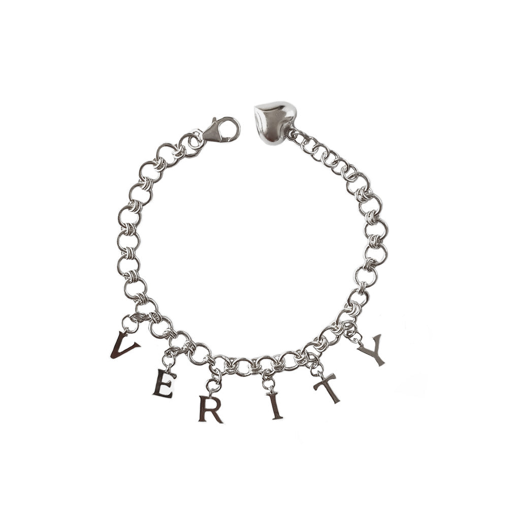 Sterling Silver Letter Charm Bracelet Customized Handmade Jewelry | HeartfullNet