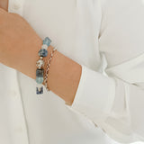 Freshwater Pearl Aquamarine Black Agate Rock Crystal Gemstone Sterling Silver Bracelet Handmade Jewelry | HeartfullNet