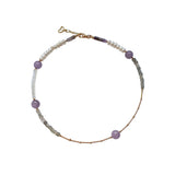Freshwater Pearls Kunzite Labradorite Amethyst Crystal Gemstones Necklace 14K Gold-Plated Lobster Clasp and Components Handcrafted Ladies Jewelry | HeartfullNet
