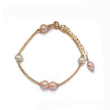 Freshwater Pearls 14K Gold Links Bracelet Handmade Ladies Jewelry | HeartfullNet
