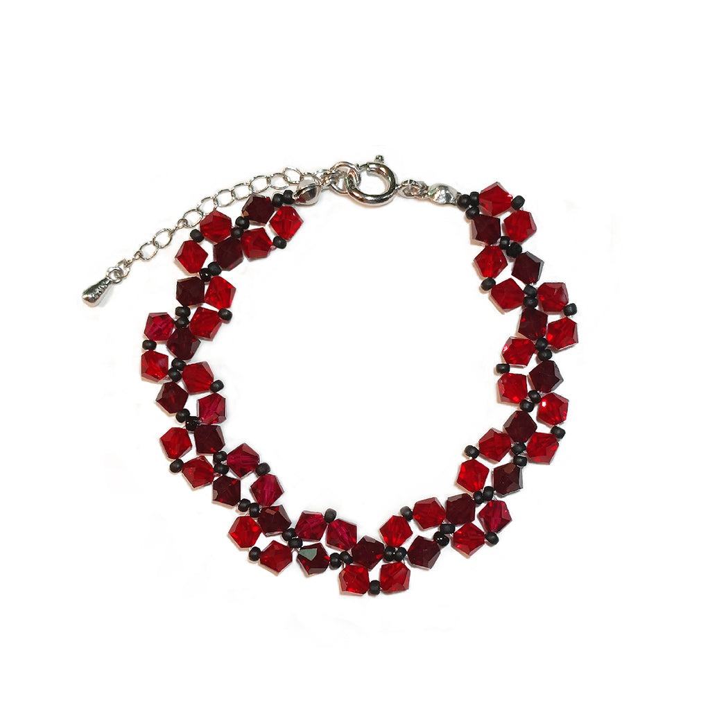 Genuine Crystal Beads Bracelet linked with Sterling Silver Components. Handmade Ladies Bracelet | Heartfullnet