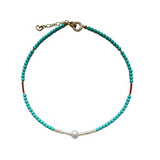 Cyane - Pearl Turquoise Gemstone Choker Necklace
