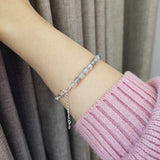 Labradorite Gemstone Silver Half Stone Half Chain Bracelet | HeartfullNet