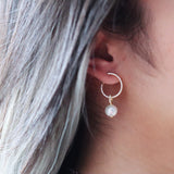 Cubic Zirconia Pave Hoop Earrings with Detachable Pearls | HeartfullNet