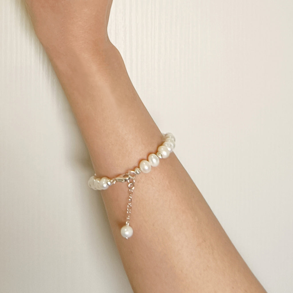 Freshwater Pearl Sterling Silver Bracelet Handmade Ladies Jewelry | HeartfullNet