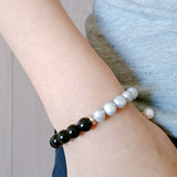 Freshwater Grey Pearl Obsidian Gemstone Bracelet Handmade Jewelry | HeartfullNet 