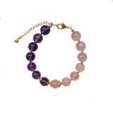 Amethyst Rose Quartz Gold Bracelet Handmade Jewelry | HeartfullNet