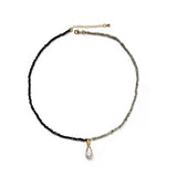 Glain - Pearl Black Agate Diamond Ore Necklace