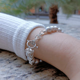 Gray Freshwater Pearl Star Bear Charm Sterling Silver Bracelet Handcrafted Ladies Jewelry | HeartfullNet