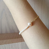 Freshwater Pearls 14K Gold Plated Link Bracelet Fold-over Clasp | HeartfullNet