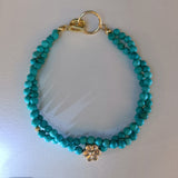 Turquoise Crystal Bracelet 14K Gold Plated Handmade Jewelry | HeartfullNet