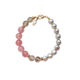 Jolene - Strawberry Quartz Freshwater Pearl Bracelet