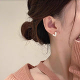 Heart Shape White Enamel Stud Earrings Sterling Silver Post  | HeartfullNet