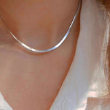 Sterling Silver Snake Chain Necklace Flat | HeartfullNet