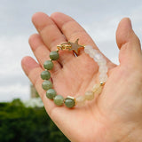 Jadeite Rutilated Quartz Gypsum Crystal Bracelet Handmade Jewelry | HeartfullNet