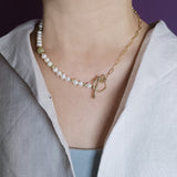 Freshwater Pearl Morganite Gemstone Necklace Handmade Ladies Jewelry | HeartfullNet