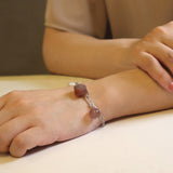 Freshwater Pearl Strawberry Quartz Agate Sterling Silver Bracelet Handcrafted Ladies Jewelry | HeartfullNet