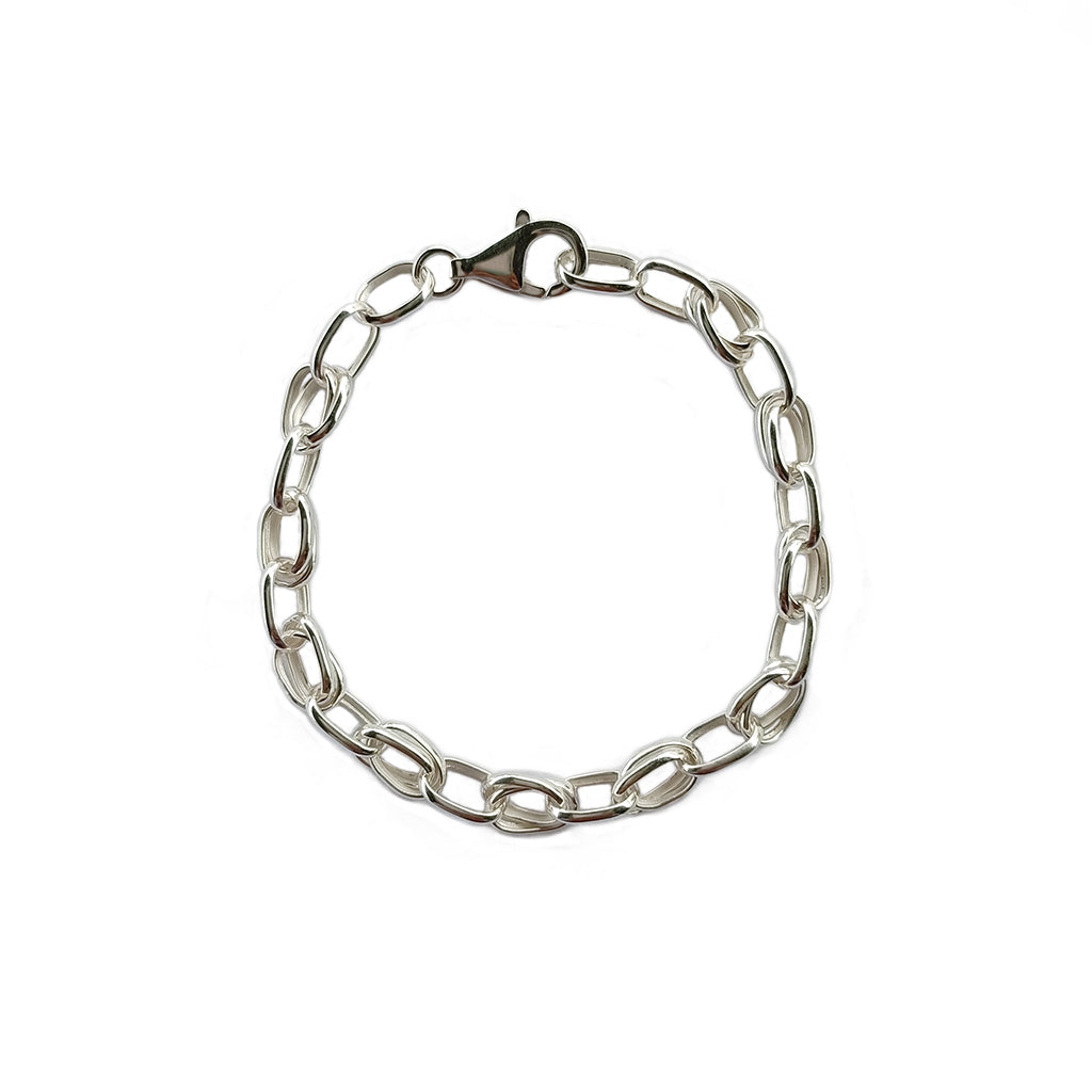 Sterling Silver Cable Link Chain Bracelet with Lobster Clasp | HeartfullNet