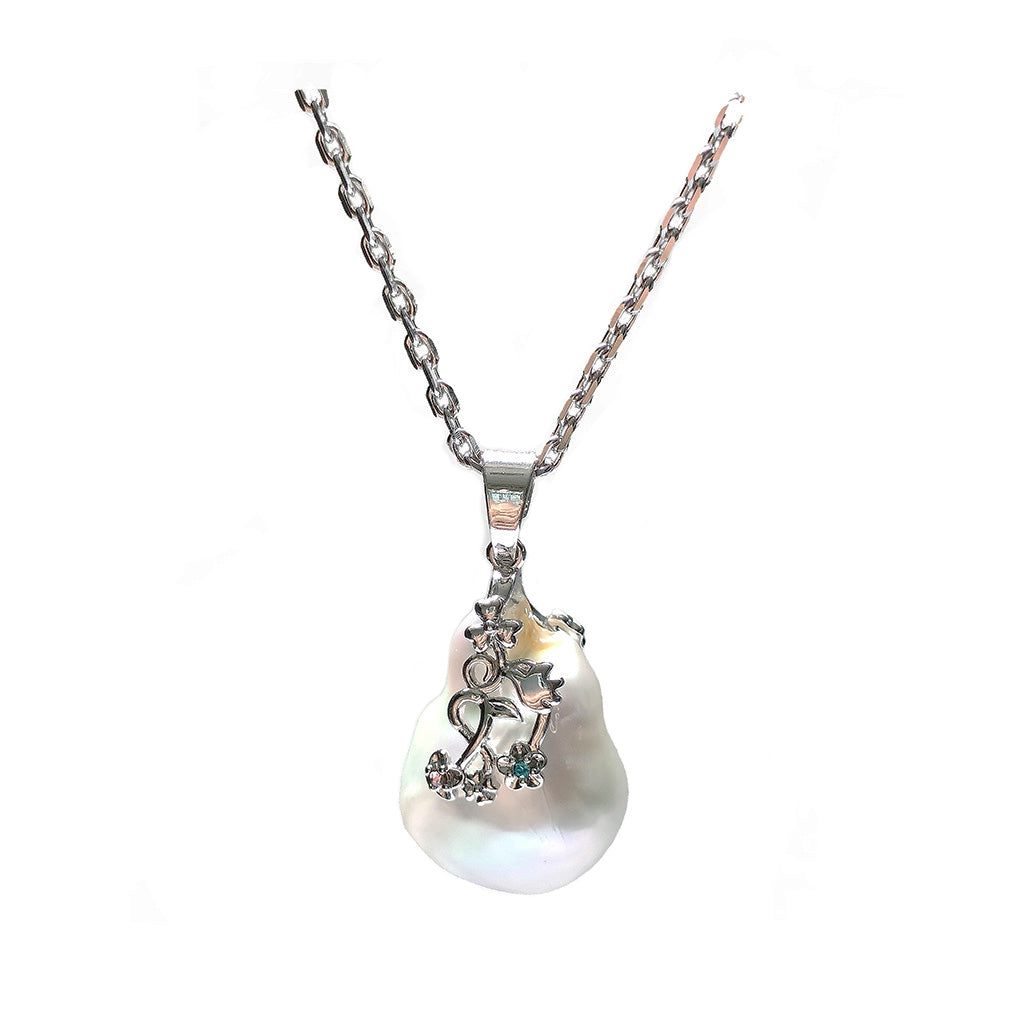 Baroque Pearl Pendant Sterling Silver Necklace Handcrafted Ladies Jewelry | HeartfullNet