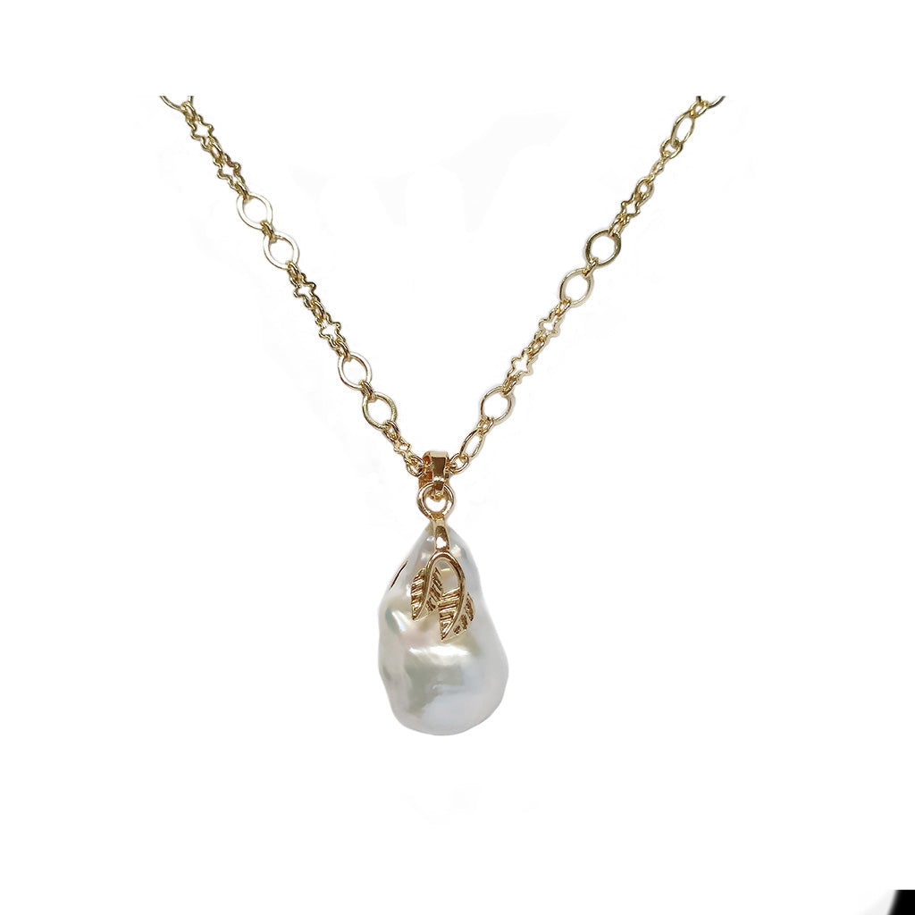 Baroque Pearl Pendant Gold Necklace Handcrafted Ladies Jewelry | HeartfullNet
