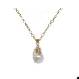 Baroque Pearl Pendant Gold Necklace Handcrafted Ladies Jewelry | HeartfullNet