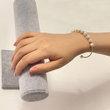 Freshwater Pearl Cuff Bracelet 14K Gold Plated Handcrafted Ladies Jewelry | HeartfullNet