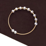 Freshwater Pearl Cuff Bracelet 14K Gold Plated Handcrafted Ladies Jewelry | HeartfullNet