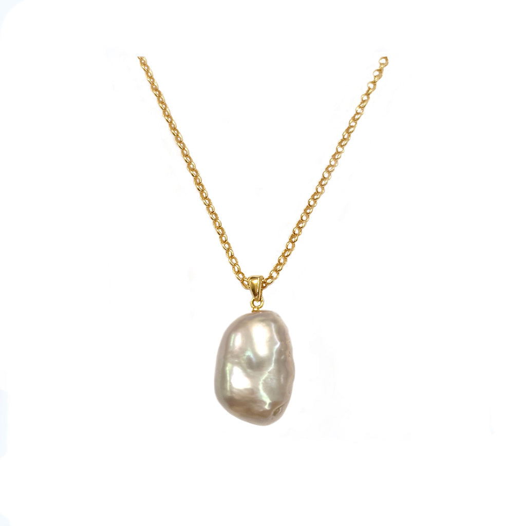 Baroque Pearl 14k Gold Plated Necklace Handmade Jewelry | HeartfullNet
