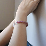Rose Quartz Strawberry Quartz Pink Tourmaline Gemstone Bracelet | HeartfullNet