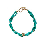 Turquoise Crystal Bracelet 14K Gold Plated Handmade Jewelry | HeartfullNet