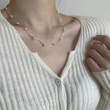 Sterling Silver Bead Tube Link Clavicle Chain  Necklace | HeartfullNet