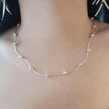 Sterling Silver Bead Tube Link Clavicle Chain  Necklace | HeartfullNet