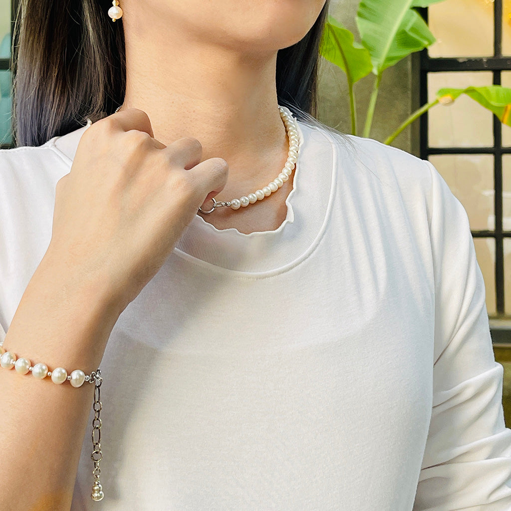 Sterling Silver Freshwater Pearl Bracelet Handcrafted Jewelry | HeartfullNet